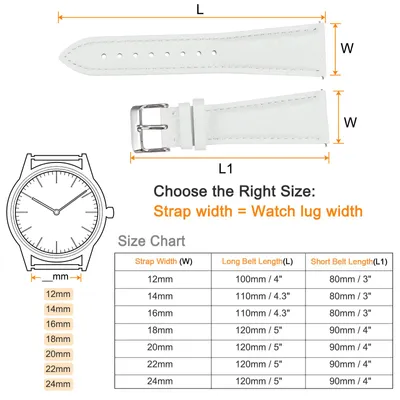 Produktbild von Uhrenarmband 24mm Leder mit Edelstahl Schnalle, Uhrenarmb?nder Schnellverschluss Vintage Ersatzarmband fš¹r Smartwatch Universal Uhr Elegantes Damen Herren (Wei?)