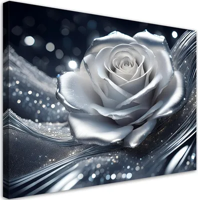 Produktbild von Leinwandbild Silberne Rosenblüte 100x70 Feeby Silber bild für die wand bereit zum aufhängen