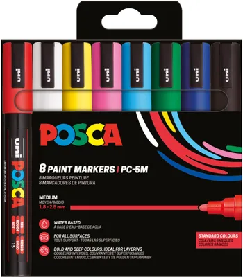 Produktbild von Faber Castell Marker UNI POSCA PC-5M 1,8-2,5 8er Basic