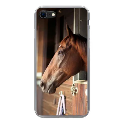 Produktbild von MuchoWow® Handyhülle Schutzhülle Hülle für iPhone 8 Pferd - Stall - Sonne Silikon Softcase Handy Hülle - Schutzhaube