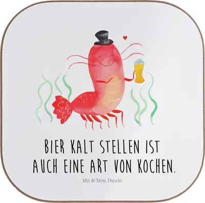 Produktbild von Mr. & Mrs. Panda Untersetzer für Gläser Hummer Weizen - Weiß - Geschenk, Getränkeuntersetzer, Tasse, Wirtschaft, Meer, Garnelen, Garnele, Glas, Kneipe, Gasthaus, Coaster