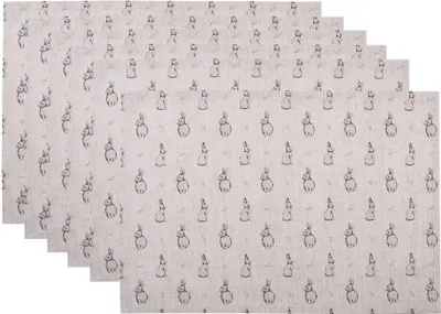 Immagine prodotto di Clayre & Eef BNS40 Set di 6 tovagliette 48x33 cm Beige Grigio Motivo Coniglietto