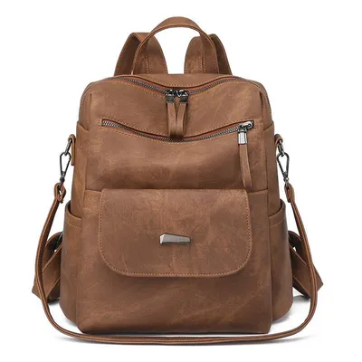 Produktbild von 15L Rucksack Kunstlederrucksack Geldbörse Umhängetasche Handtasche Damen für Arbeit Schule Reise