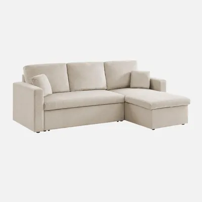 Produktbild von sweeek -  3-Sitzer Ecksofa mit Schlaffunktion - Greige