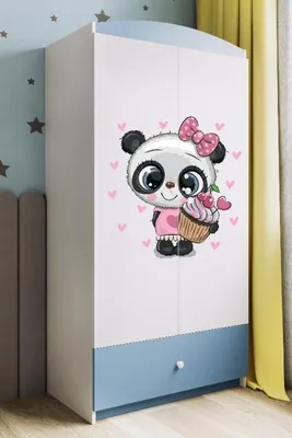 Image de Armoire à vêtements pour enfants Babydreams Armoire à portes battantes Panda bleu