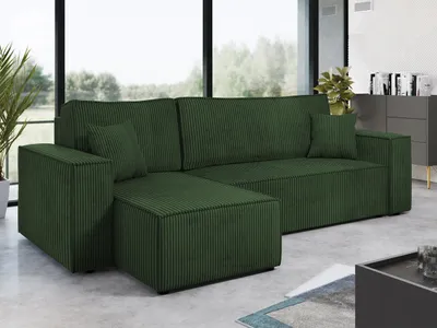 Produktbild von MIRJAN24 Ecksofa Karl Cord mit Bettkasten und Schlaffunktion, Seite universal, Rückenlehne in Form beweglicher Kissen (Farbe: Poso 14)