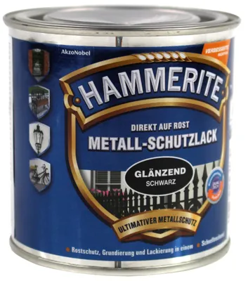 Produktbild von 0,25L Hammerite Metallschutz Lack schwarz glänzend Metallschutzlack Lack