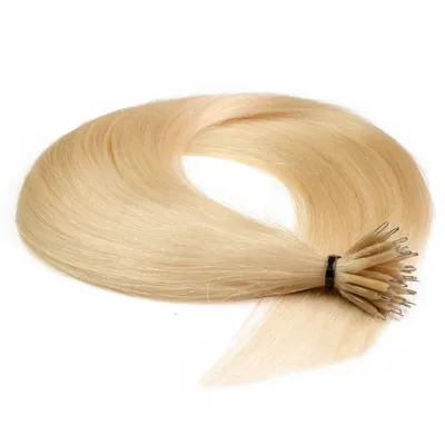 Immagine prodotto di hair2heart Premium Nanoring Estensioni di capelli umani lisci - 25 ciocche 0,8g 50cm 9/0 biondo chiaro