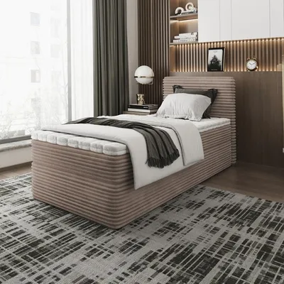 Produktbild von Bett Boxspringbett SENO MINI ohne Topper mit Bettkästen - Doppelbett, Stauraum, Schlafzimmer, Polsterbett 100x200, Cappuccino -Tilia 17
