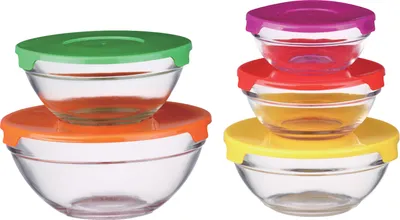 Produktbild von 10 tlg Glasschüssel Set stapelbar Deckel Frischhaltedosen Vorratsdosen