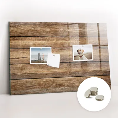 Obrázok produktu pre Magnetická tabuľa na stenu - Memo Tabuľa Sklenená - vrátane 5 magnetov - 60x40 cm - Drevené dosky