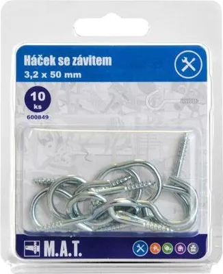 Produktbild von haken mit Gewinde 50x3,2mm Zn (10St.)