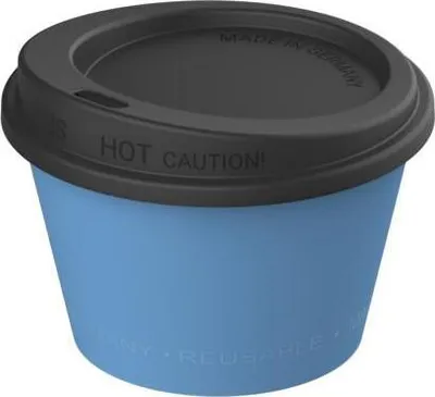 Image de Gobelet à café sans BPA "ToGo" 100 ml - Gobelet réutilisable au goût neutre - Gobelet Coffee-to-go 100 % recyclable avec fermeture sûre - bleu/noir confortable