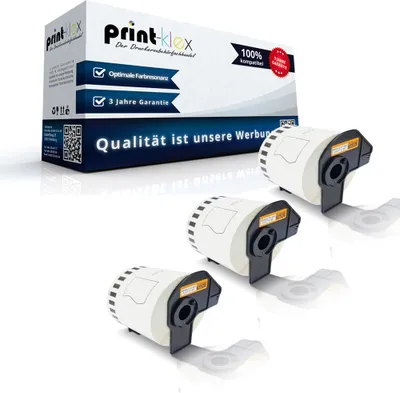 Produktbild von Print-Klex 3x Kompatible Etiketten-Rollen kompatibel mit Brother P-Touch DK-44205 P-Touch QL 500 P-Touch QL 500 A P-Touch QL 500 BS P-Touch QL 500 BW DK44205 DK 44205 62mm 30,48m Büro Line Serie