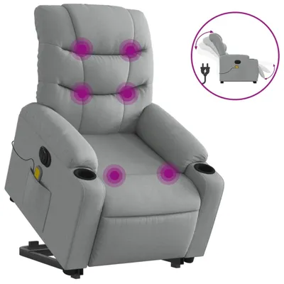 Immagine prodotto di Poltrona Alzapersona Massaggi Elettrica Grigio Chiaro Tessuto