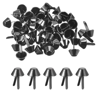 Productafbeelding van Tasvoeten - 50 stuks grondnagels voor leer - Voor bevestiging aan tassen en kleding - Metallic zwart, 12 mm