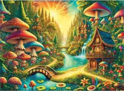 Produktbild von WOODEN CITY Holzpuzzle Mystick Wald am Wasserfall 1010 dlks