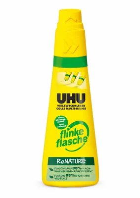 Produktbild von UHU Vielzweckkleber flinke Flasche Renature 100g, 60 °C, RoHS, REACH, CE, Sichtverpackung, 1 Stück(e)