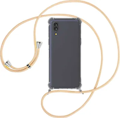 Produktbild von Handykette Backcover-Schutzhülle mit Band (Metall silberfarben) für Sharp Basio Active / Active 2nd - Goldkordel