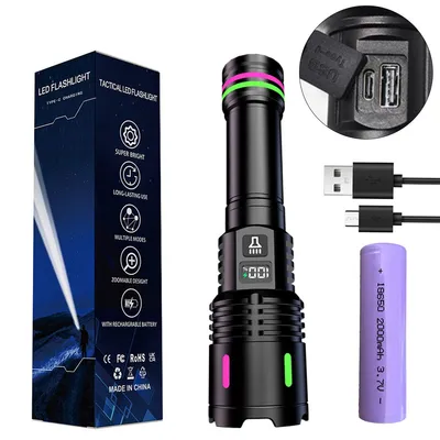 Produktbild von Kompakte LED Taschenlampe, 15W wiederaufladbar, vielseitige Leuchte mit mehreren Lichtmodi