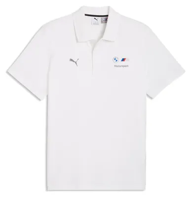 Produktbild von BMW M Motorsport Poloshirt Essential Logo Puma, Offizieller Fanartikel, Weißes Polo mit BMW M Logo, 100% Baumwolle