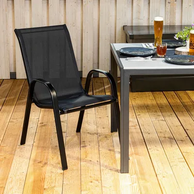 Produktbild von Stapelstuhl aus Stahl mit 2x1 Textilene Bezug – B 71 cm, T 54 cm, H 90 cm