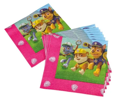 Produktbild von 20 Servietten Paw Patrol pink 33x33cm