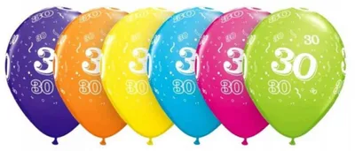 Zdjęcie produktu dla Urodziny – zestaw pastelowych, kolorowych balonów „Happy Birthday 30”, opakowanie 6 sztuk, 11 cali (28 cm)