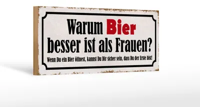 Produktbild von Holzschild Spruch 27x10cm warum Bier besser ist als Frauen