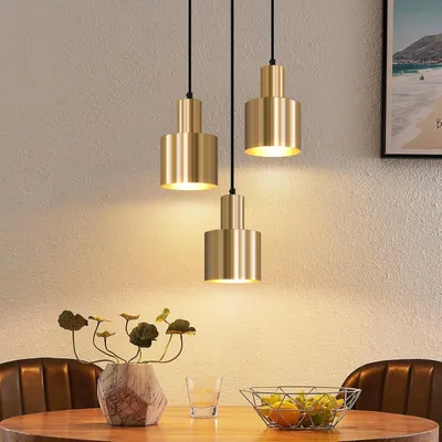 Produktbild von ZMH Pendelleuchte Esstisch 3 Flammig Hängelampe Pendellampe Esszimmer Esszimmerlampe Gold Esstischlampe E27 Hängeleuchte für Schlafzimmer Wohnzimmer