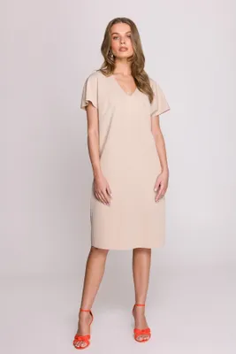 Produktbild von Stylove Midikleid für Frauen Valtida S392 beige XL