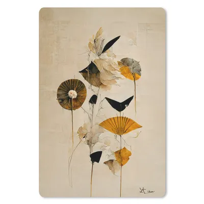 Produktbild von MuchoWow® Mauspad Mousepad Blumen - Vintage - Pflanzen - Gold 18x27 cm - Mousepads - Maus Mat - Pad - Mausunterlage