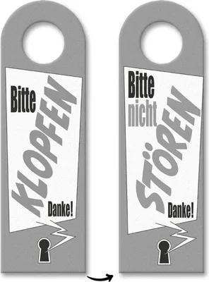 Produktbild von Bitte nicht stören oder klopfen Türhänger mit Schlüsselloch Motiv in grau