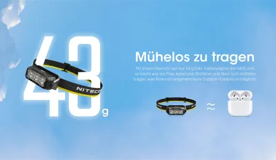 Produktbild von Nitecore HA15 400 Lumen - für AA Batterie oder Akku NL1411R