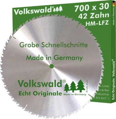 Produktbild von Volkswald ® HM-Sägeblatt LFZ 700 x 30 mm Z= 42 für Tischkreissägen Wippkreissägen Brennholzsägen für Naturholz Brennholz Massivholz Hartholz