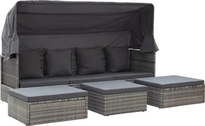 Produktbild von vidaXL Garten-Sonneninsel mit Dach Grautöne Poly Rattan