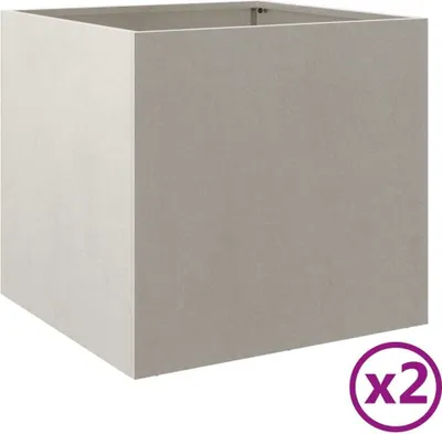 Produktbild von Pflanzkübel 2 Stk. Silbern 49x47x46 cm Edelstahl