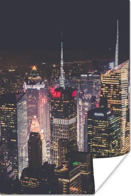 Produktbild von MuchoWow® Poster New York - Nacht - Logo 40x60 cm - Plakate für die Wand - Poster Babyzimmer