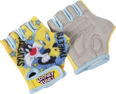 Produktbild von Tataway Paar Handschuhe Fahrrad Kind Mädchen Looney Tunes Tweety Sylvester ohne Finger gelb blau Cartoons