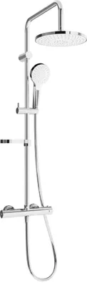 Image de Mexen KX05 ensemble de douche à montage mural avec pomme de douche et mitigeur thermostatique, chrome/blanc - 771500591-00