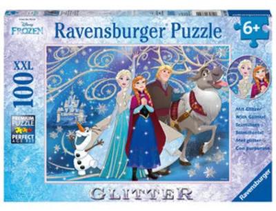 Produktbild von 100 Teile Ravensburger Kinder Puzzle XXL Glitter Disney Frozen Schnee 13610