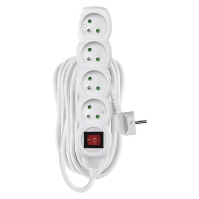 EMOS Prodlužovací kabel 10 m / 4 zásuvky / s vypínačem / bílý / PVC / 1 mm2, P1410