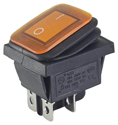 Produktbild von Wasserdichte Wippschalter 2-pol (4 Pin) EIN-AUS 250V 16A Gelb beleuchtet
