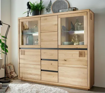 Produktbild von Highboard 166x148cm "Bergamo" Wildeiche geölt WZ-0159