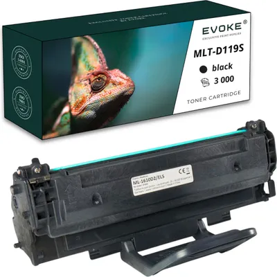 A toner cartridge and its packaging are shown.