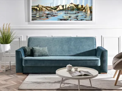 Zdjęcie produktu dla Sofa rozkładana EMILIANA - turkus / buk