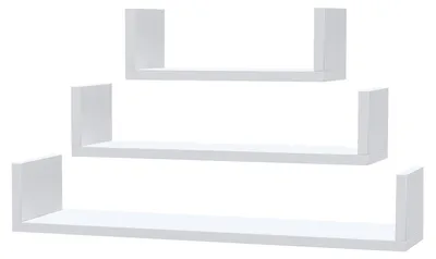 Productafbeelding van INNOVAHOME Wandplank, wit, set van 3 - U-vormige zwevende planken