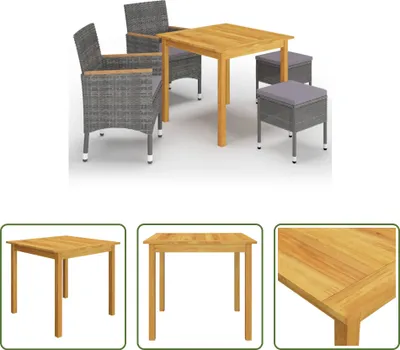 Produktbild von The Living Store 5-tlg. Garten-Essgruppe Grau