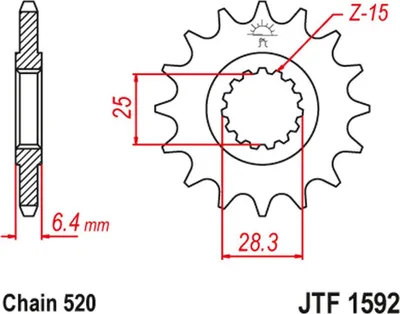 Obrázok produktu pre JT Ritzel 16T 520 JTF1592.16