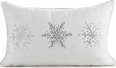 Produktbild von EUROFIRANY | Weihnachts-Sofakissenbezug - Weihnachtsbezug - 30 x 50 cm - Bunt - Schneeflockenmuster - Dekokissenbezug - Weihnachten